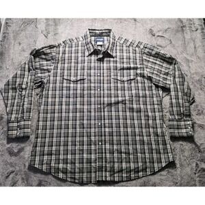 Wrangler Long Sleeve Pearl Snap Western Shirt Men's Size XXL Plaid